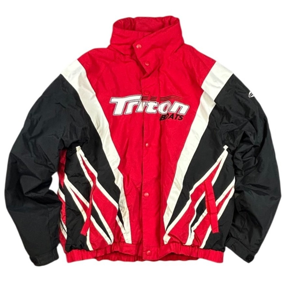 The Game Triton Boats Vintage Racing‎ Jacket Red Black White Mens Large